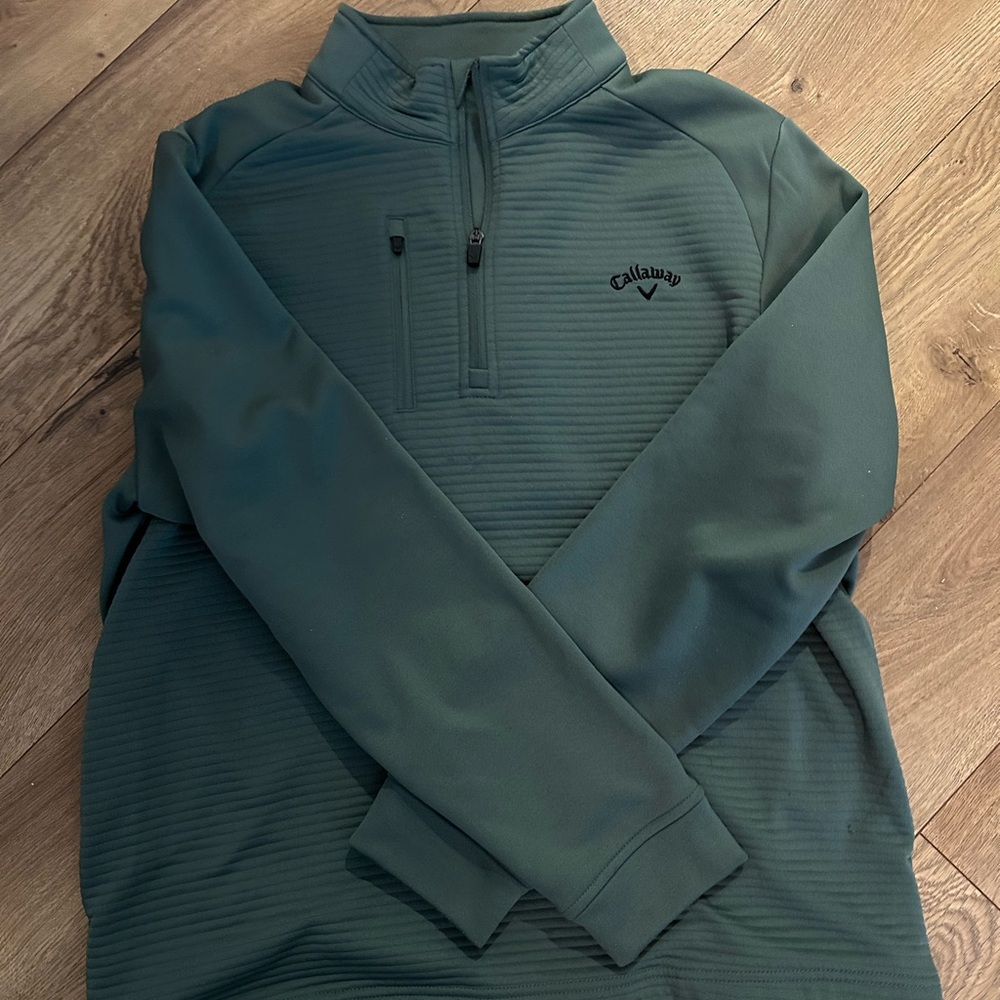 Callaway Green Performance Jacket with Mock Neck and Moisture-Wicking Fabric